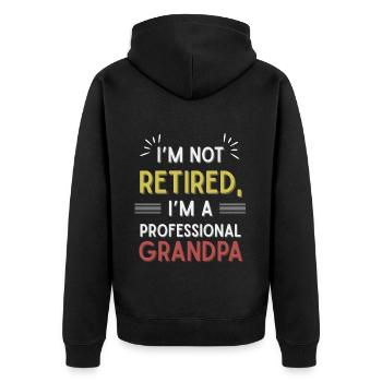 Lustiger Großvater Spruch Opa Ruhestand - Unisex Premium Bio Zip Hoodie - Schwarz - Hinten - Nico (187cm)