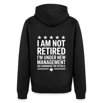 Pensioner Saying Grandson Grandma Grandpa Humor - Unisex Premium Organic Zip Hoodie - black - Back - Nico (187cm)