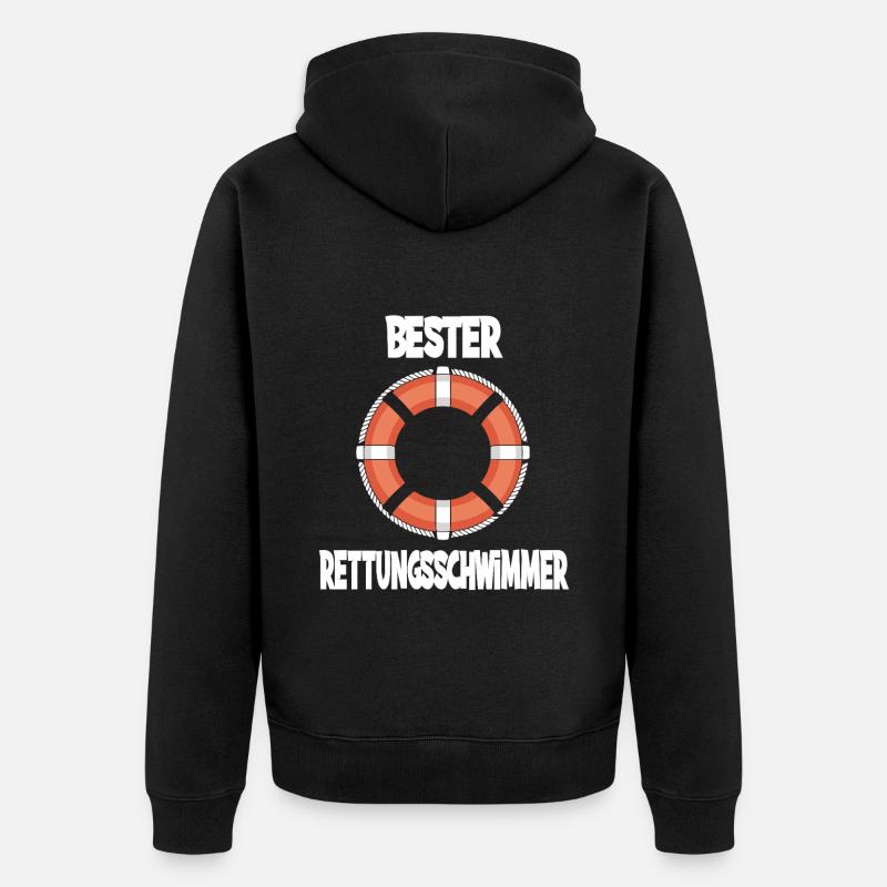 Bester Rettungsschwimmer Leben Rettungsring - Unisex Premium Bio Zip Hoodie - Schwarz