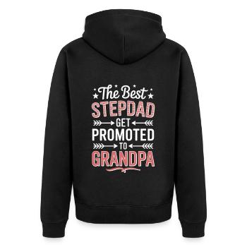 Stiefvater wird Opa Spruch Großvater - Unisex Premium Bio Zip Hoodie - Schwarz - Hinten - Nico (187cm)