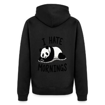 Panda I Hate Mornings Saying - Unisex Premium Organic Zip Hoodie - black - Back - Nico (187cm)