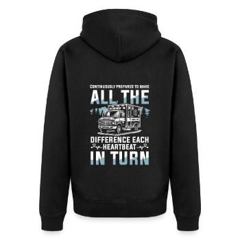 Immer Bereit Den Unterschied Zu Machen Bei Jedem - Unisex Premium Bio Zip Hoodie - Schwarz - Hinten - Nico (187cm)