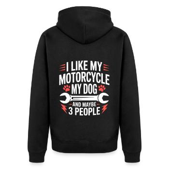 Hund Motorrad Sarkasmus Hunde Spruch - Unisex Premium Bio Zip Hoodie - Schwarz - Hinten - Nico (187cm)