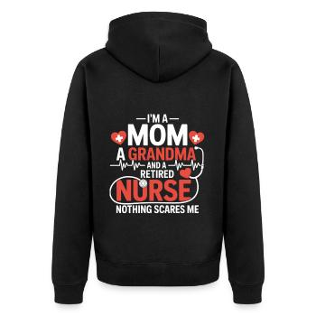 Nurse Humor Grandma Pensioner - Unisex Premium Organic Zip Hoodie - black - Back - Nico (187cm)