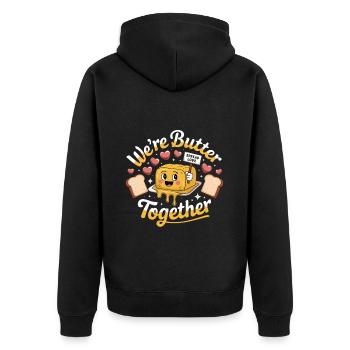 Nous sommes beurre ensemble amour coeur sourire pain - Veste à capuche bio Premium Unisexe - noir - Dos - Nico (187cm)