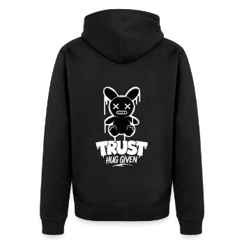 Confiance Câlin Donné Lapin Drôle - Veste à capuche bio Premium Unisexe - noir - Dos - Nico (187cm)
