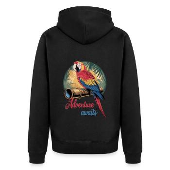 Papagei Abenteuer Erwartet Fernrohr Dschungel - Unisex Premium Bio Zip Hoodie - Schwarz - Hinten - Nico (187cm)