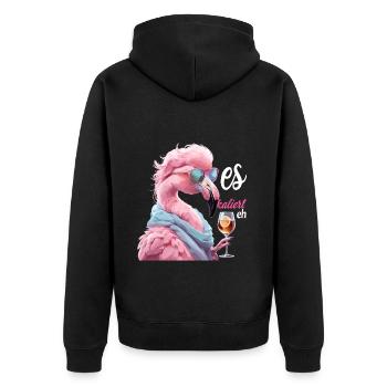 It escalates anyway Flamingo with sunglasses and wine - Unisex Premium Organic Zip Hoodie - black - Back - Nico (187cm)