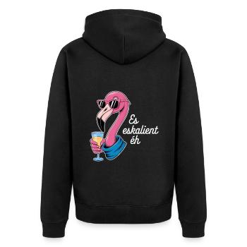 Es Eskalient Éh Flamingo mit Sonnenbrille und - Unisex Premium Bio Zip Hoodie - Schwarz - Hinten - Nico (187cm)