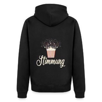 Stimmung: Popcorn und Konfetti Party - Unisex Premium Bio Zip Hoodie - Schwarz - Hinten - Nico (187cm)