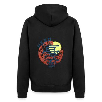 Japan Hero since May 1983 Geburtstaggeschenk - Unisex Premium Bio Zip Hoodie - Schwarz - Hinten - Nico (187cm)