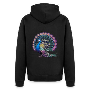 Exotischer Pfau Mit Prächtigen Farben - Unisex Premium Bio Zip Hoodie - Schwarz - Hinten - Nico (187cm)