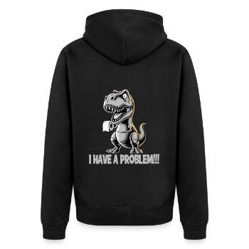 T-Rex avec problème de papier toilette design drôle - Veste à capuche bio Premium Unisexe - noir - Dos - Nico (187cm)