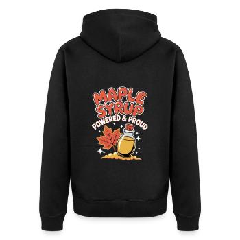 Maple Syrup Lovers: Powered & Proud Design for - Unisex Premium Organic Zip Hoodie - black - Back - Nico (187cm)