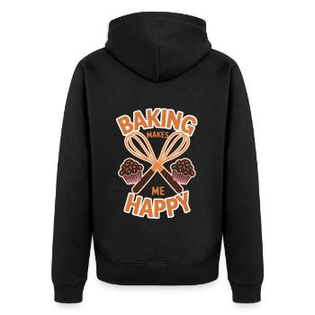 Baking makes me happy cake - Unisex Premium Organic Zip Hoodie - black - Back - Nico (187cm)