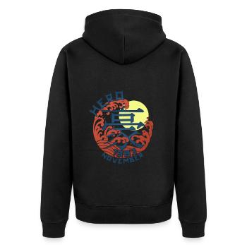 Japan Hero since November 1983 Geburtstaggeschenk - Unisex Premium Bio Zip Hoodie - Schwarz - Hinten - Nico (187cm)