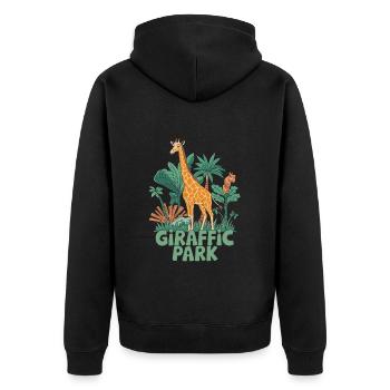 Giraffic Park Safari Adventure - Unisex Premium Organic Zip Hoodie - black - Back - Nico (187cm)