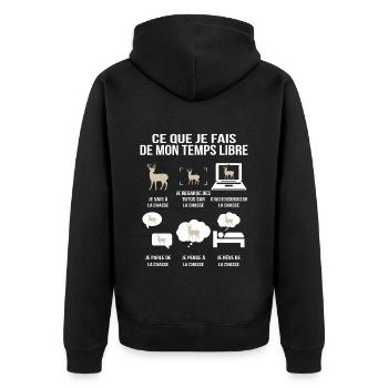 Ce que je fais de mon temps libre Chasseur passion - Veste à capuche bio Premium Unisexe - noir - Dos - Nico (187cm)