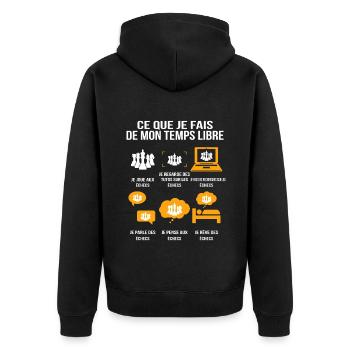 Ce que je fais de mon temps libre – Échecs - Veste à capuche bio Premium Unisexe - noir - Dos - Nico (187cm)