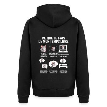 Ce que je fais de mon temps libre – Chinchilla fan - Veste à capuche bio Premium Unisexe - noir - Dos - Nico (187cm)