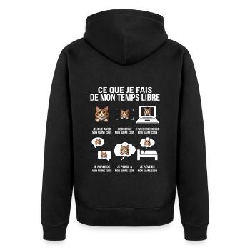 Ce que je fais de mon temps libre Fan Maine Coon - Veste à capuche bio Premium Unisexe - noir - Dos - Nico (187cm)
