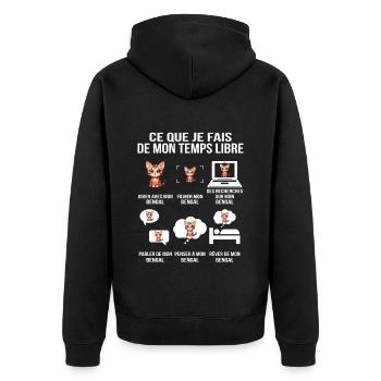 Ce que je fais de mon temps libre – Chat Bengal - Veste à capuche bio Premium Unisexe - noir - Dos - Nico (187cm)