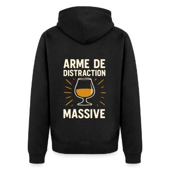 Arme de Distraction Massive humoristique rhum - Veste à capuche bio Premium Unisexe - noir - Dos - Nico (187cm)