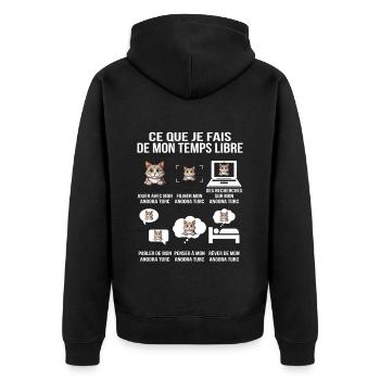Ce que je fais de mon temps libre Angora Turc - Veste à capuche bio Premium Unisexe - noir - Dos - Nico (187cm)