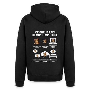 Ce que je fais de mon temps libre avec mon Toyger - Veste à capuche bio Premium Unisexe - noir - Dos - Nico (187cm)