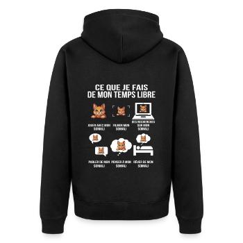 Ce que je fais de mon temps libre avec mon Somali - Veste à capuche bio Premium Unisexe - noir - Dos - Nico (187cm)