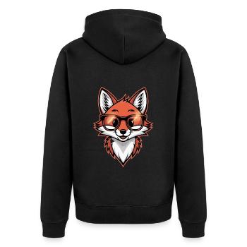 Cool Glasses Fox Cartoon Illustration - Unisex Premium Organic Zip Hoodie - black - Back - Nico (187cm)