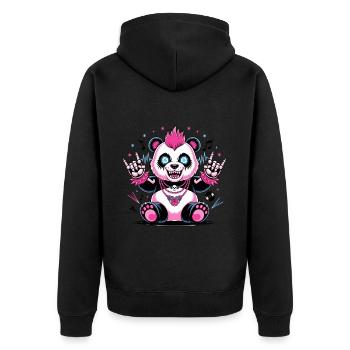 Punk Panda rocks the stage with energy and style - Unisex Premium Organic Zip Hoodie - black - Back - Nico (187cm)