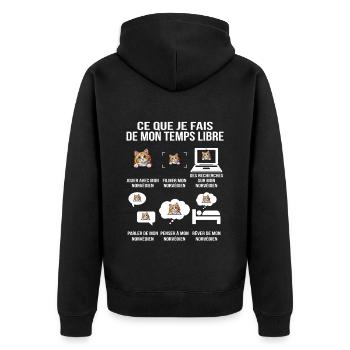 Ce que je fais de mon temps libre Norvégien - Veste à capuche bio Premium Unisexe - noir - Dos - Nico (187cm)