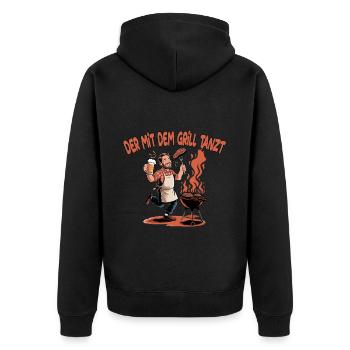 Danser avec le gril – maître du gril avec humour - Veste à capuche bio Premium Unisexe - noir - Dos - Nico (187cm)