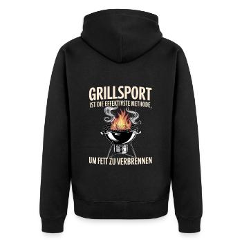 Grillsport: Die Effektivste Methode Um Fett Zu - Unisex Premium Bio Zip Hoodie - Schwarz - Hinten - Nico (187cm)