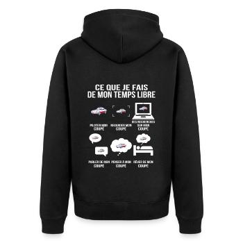 Ce que je fais de mon temps libre Passion voiture - Veste à capuche bio Premium Unisexe - noir - Dos - Nico (187cm)