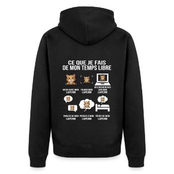 Ce que je fais de mon temps libre LaPerm - Veste à capuche bio Premium Unisexe - noir - Dos - Nico (187cm)