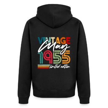 Vintage born May 1955 Birthday May 1955 - Unisex Premium Organic Zip Hoodie - black - Back - Nico (187cm)