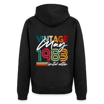 Vintage born May 1983 Birthday May 1983 - Unisex Premium Organic Zip Hoodie - black - Back - Nico (187cm)