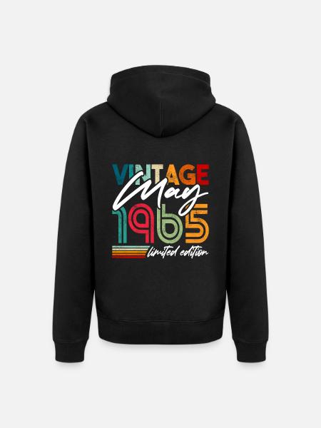 Vintage born May 1965 Birthday May 1965 - Unisex Premium Organic Zip Hoodie - black