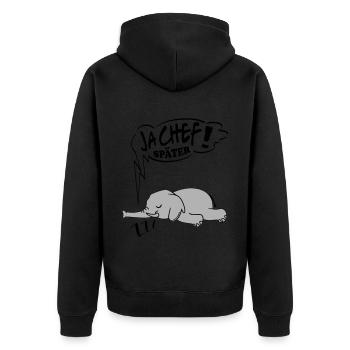 Ja Chef später Elefant Ingnorant Nein Nö Chef - Unisex Premium Bio Zip Hoodie - Schwarz - Hinten - Nico (187cm)