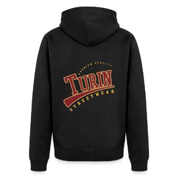 Turin Turin Turin Italie Collège Style Lycée - Veste à capuche bio Premium Unisexe - noir - Dos - Nico (187cm)