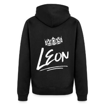 Leon - Unisex Premium Bio Zip Hoodie - Schwarz - Hinten - Nico (187cm)