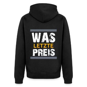 Was letzte Preis - Unisex Premium Bio Zip Hoodie - Schwarz - Hinten - Nico (187cm)