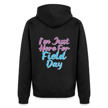 I'm Just Here For Field Day 28 - Unisex Premium Organic Zip Hoodie - black - Back - Nico (187cm)