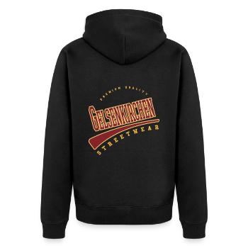 Gelsenkirchen Deutschland College High School - Unisex Premium Bio Zip Hoodie - Schwarz - Hinten - Nico (187cm)