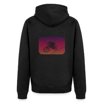 Downhill biken - Unisex Premium Bio Zip Hoodie - Schwarz - Hinten - Nico (187cm)