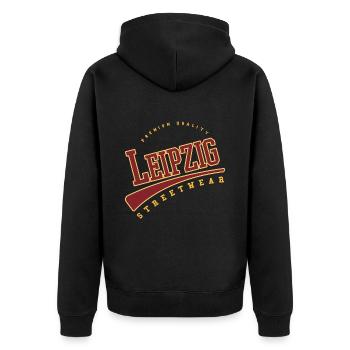 Leipzig Germany College High School Style - Unisex Premium Organic Zip Hoodie - black - Back - Nico (187cm)