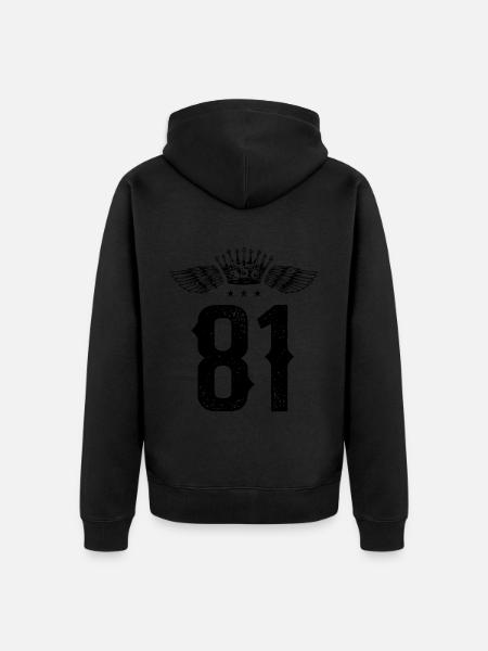 81 Number crown - Unisex Premium Organic Zip Hoodie - black