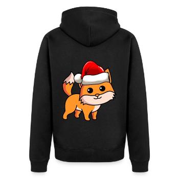 Fuchs Comic Weihnachten - Unisex Premium Bio Zip Hoodie - Schwarz - Hinten - Nico (187cm)